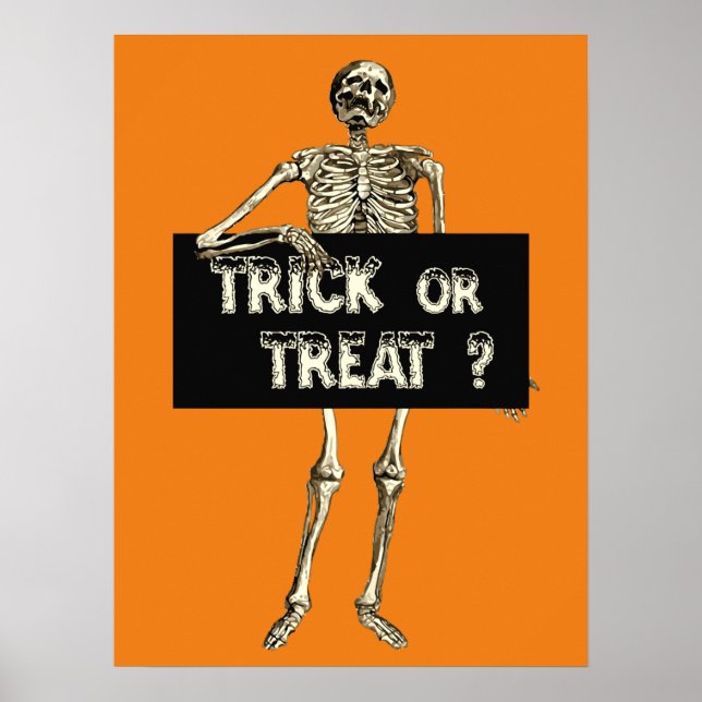 Vintage Halloween Trick or Treat Skeleton Poster (Front)
