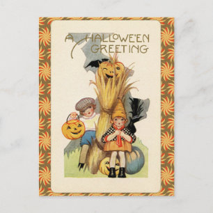 Vintage Halloween Trick or Treaters Postcard