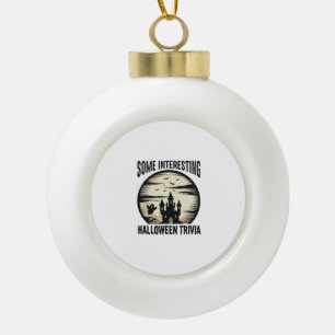 Vintage Halloween Trivia Ghost Moon Shirt Design_1 Ceramic Ball Christmas Ornament