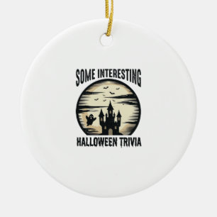 Vintage Halloween Trivia Ghost Moon Shirt Design_1 Ceramic Ornament