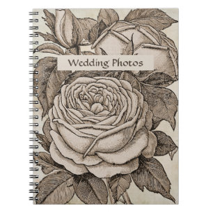 Vintage Halloween Victorian Gothic Rose in Sepia Notebook