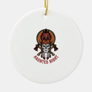 Vintage Halloween Warrior Engraving Graphic for Wh Ceramic Ornament