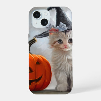 Vintage Halloween White Kitten and Jack-o'-lantern