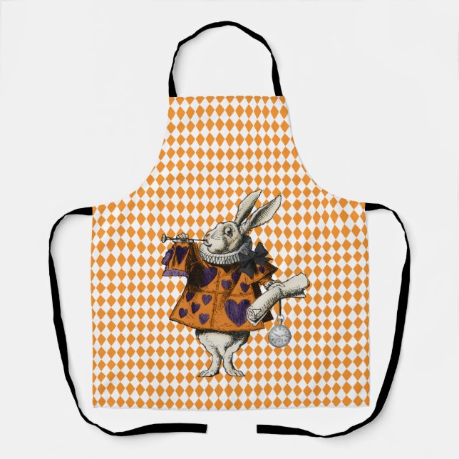 Vintage Halloween White Rabbit Alice In Wonderland Apron (Front)