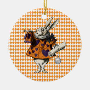 Vintage Halloween White Rabbit Alice In Wonderland Ceramic Ornament