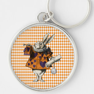 Vintage Halloween White Rabbit Alice In Wonderland Keychain