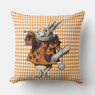Vintage Halloween White Rabbit Alice In Wonderland Throw Pillow