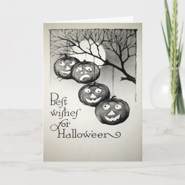 Vintage Halloween Wishes Card   (Front)