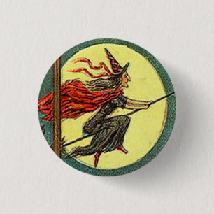 Vintage Halloween Witch 1 Inch Round Button