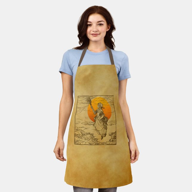 Vintage Halloween Witch All-Over Print Apron (Worn)