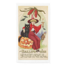 Vintage Halloween Witch and Black Cat