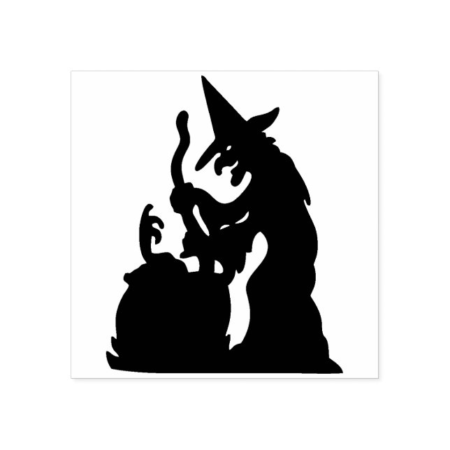 Vintage Halloween Witch and Cauldron Rubber Stamp (Imprint)