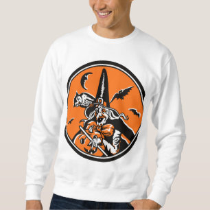 Vintage Halloween Witch and Owl Illustration Sweatshirt