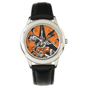 Vintage Halloween Witch and Owl Illustration Watch