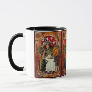 Vintage Halloween Witch Casting Spell with Wand Mug