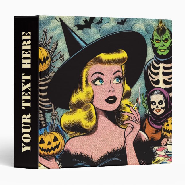 Vintage Halloween Witch Comics Binder (Front/Spine)