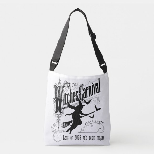 Vintage Halloween Witch Crossbody Bag (Front)