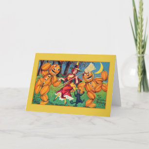 Vintage Halloween Witch Dance Greeting Card