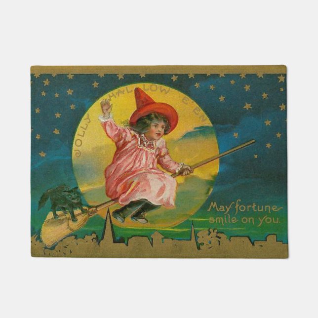 Vintage Halloween Witch Doormat (Front)