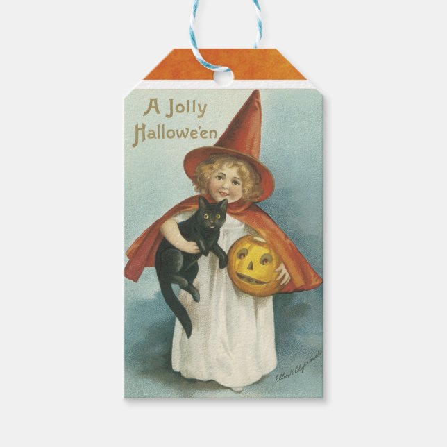 Vintage Halloween Witch Gift Tags (Front)