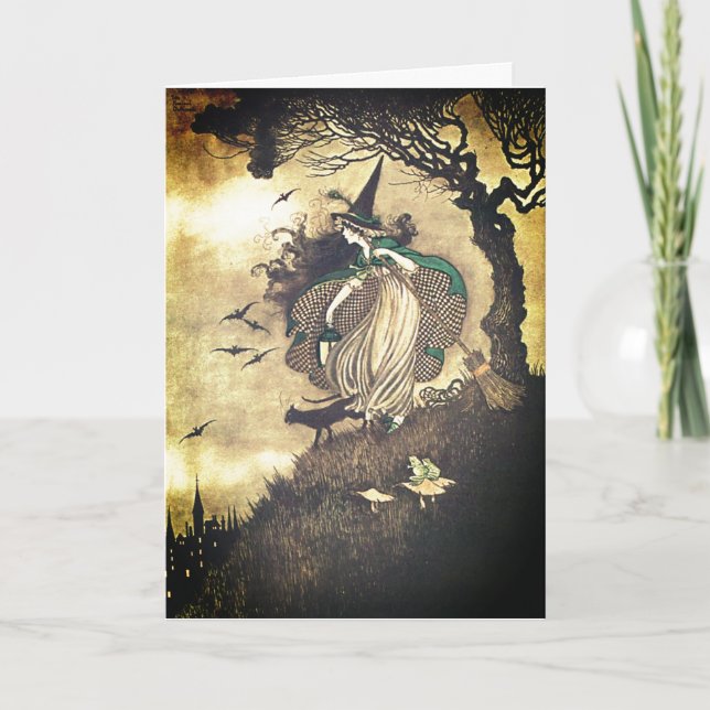 Vintage Halloween Witch Greeting Card (Front)