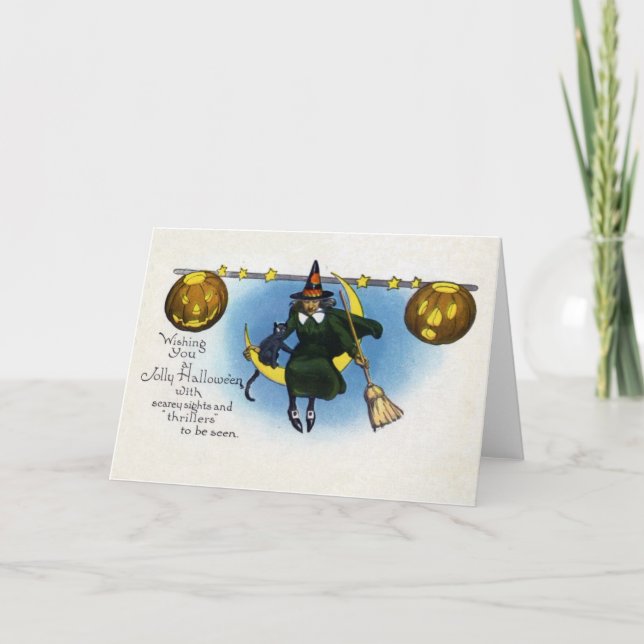 Vintage Halloween Witch Greeting/Note Card (Front)