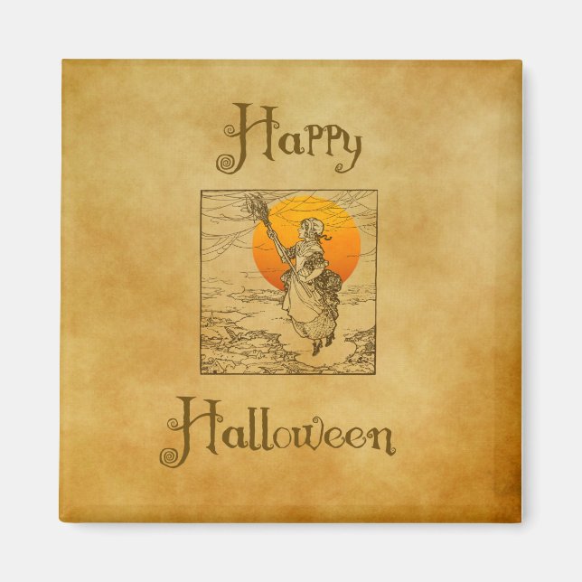Vintage Halloween Witch Magnet (Front)