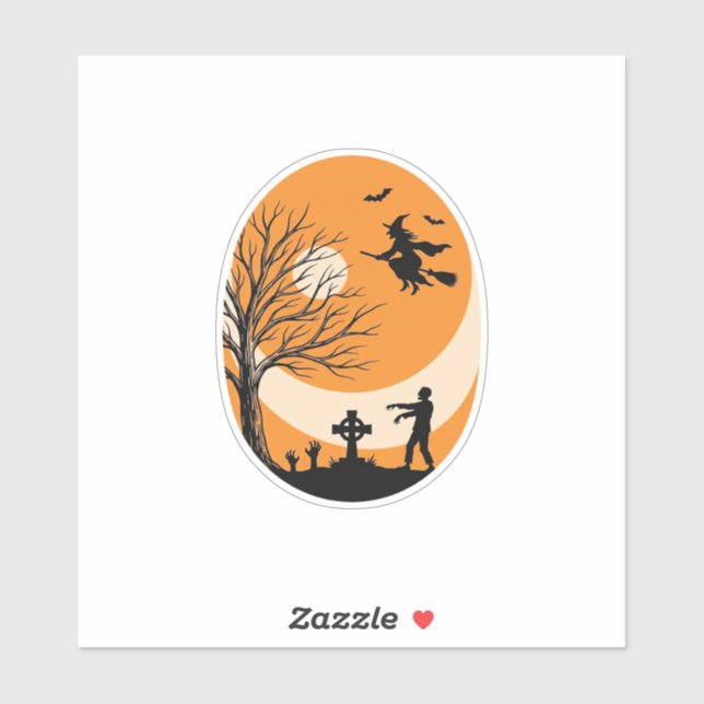 Vintage Halloween Witch Moon Graveyard Vector Desi (Sheet)