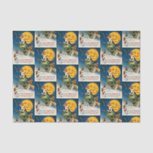 Vintage Halloween witch moon tiled party tissue Paper