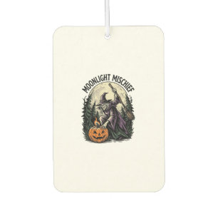 Vintage Halloween Witch Moonlight Mischief Graphic Air Freshener