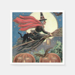 Vintage Halloween Witch paper napkin