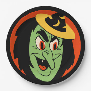 Vintage Halloween Witch Paper Plate