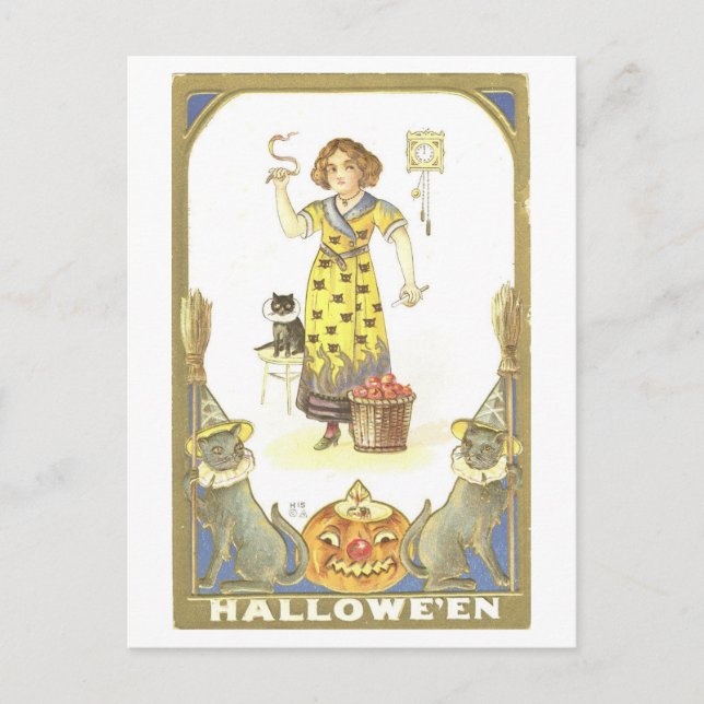 Vintage Halloween Witch Postcard (Front)