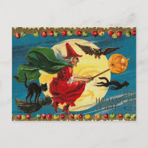 Vintage Halloween   witch Postcard