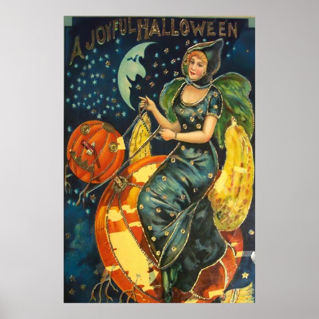 Vintage Halloween Witch Poster (Front)
