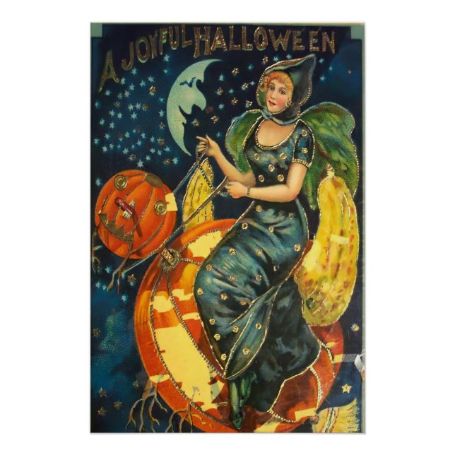 Vintage Halloween Witch Poster (Front)