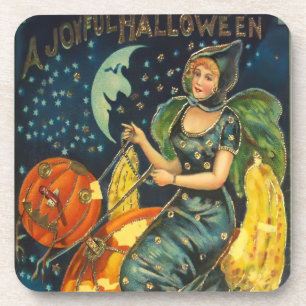 Vintage Halloween Witch Poster Coaster