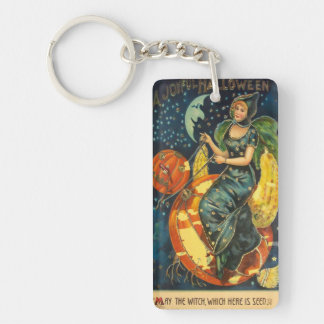Vintage Halloween Witch Poster Keychain
