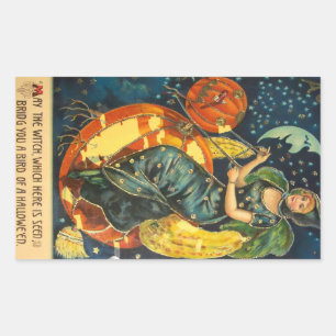 Vintage Halloween Witch Poster Sticker