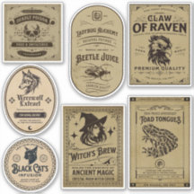 Vintage Halloween Witch Potion Label Wizard Magic