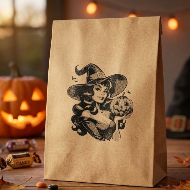 Vintage Halloween Witch Retro Pumpkin Rubber Stamp (Creator Uploaded)