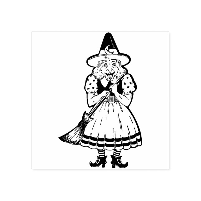 Vintage Halloween Witch Rubber Stamp (Imprint)