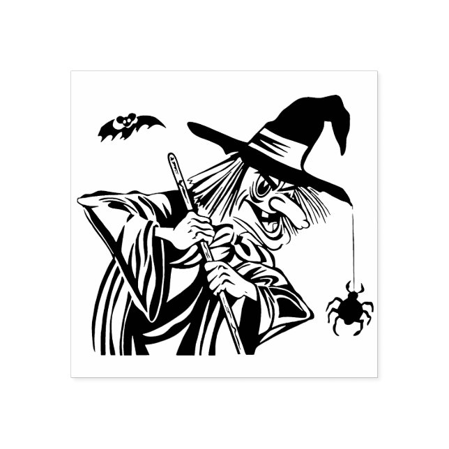 Vintage Halloween Witch Rubber Stamp (Imprint)