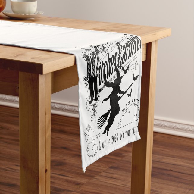 Vintage Halloween Witch Short Table Runner (In Situ)