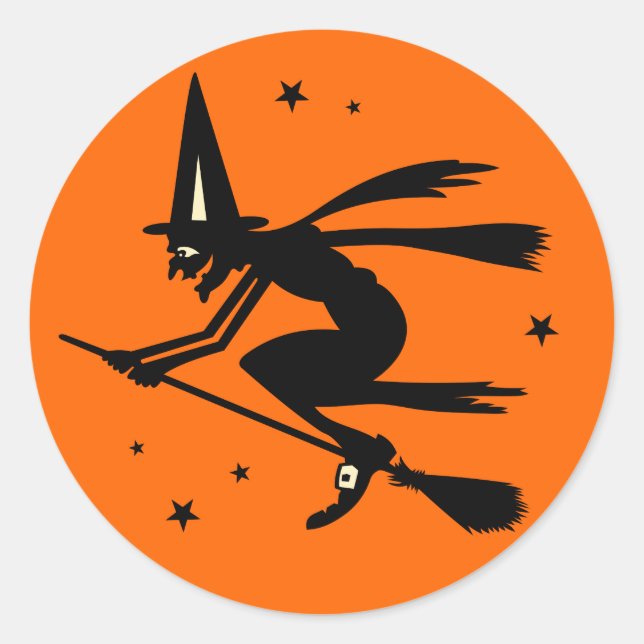 Vintage Halloween Witch Sticker (Front)