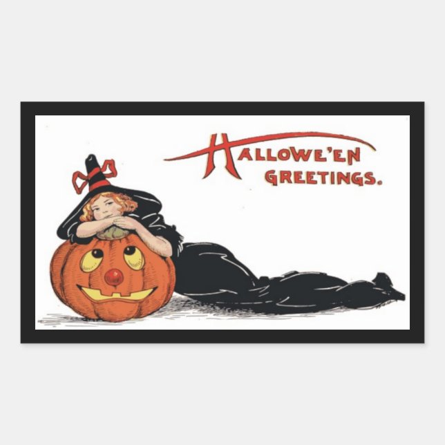 Vintage Halloween Witch Sticker (Front)