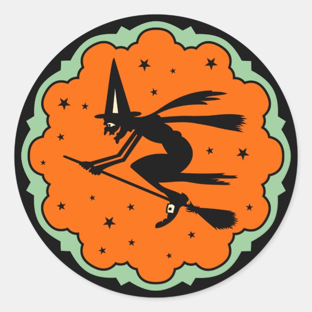Vintage Halloween Witch Sticker (Front)