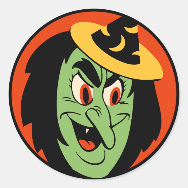 Vintage Halloween Witch Sticker (Front)