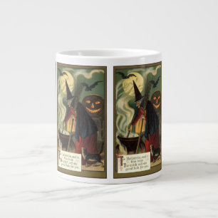 Vintage Halloween Witch Stirring Magic Cauldron Large Coffee Mug