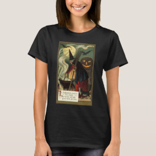 Vintage Halloween Witch Stirring Magic Cauldron T-Shirt
